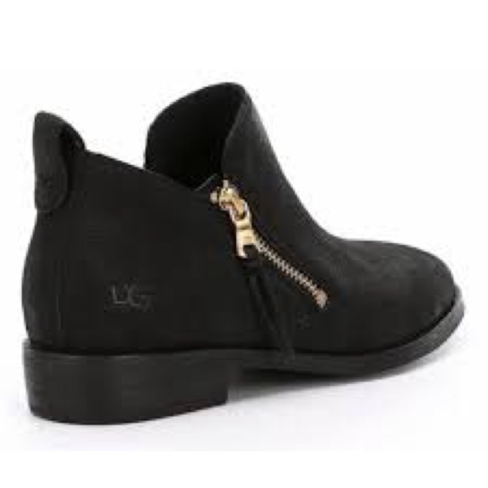 UGG Black Ankle Boots with Gold Zipper